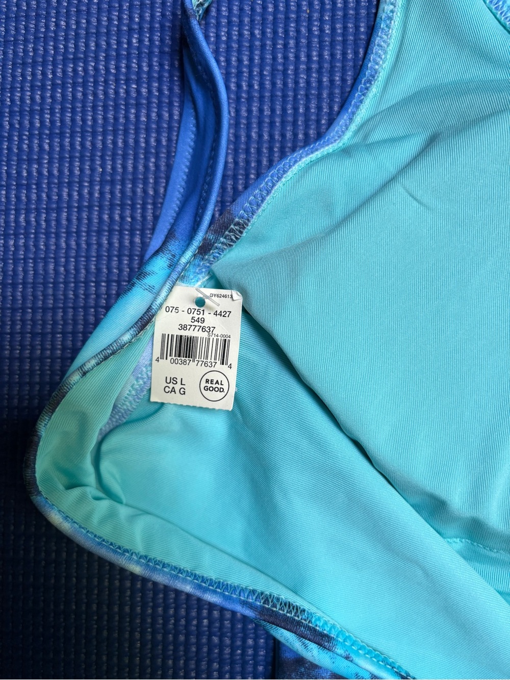 Aerie Real Good One Piece Swimsuit Large Blue Tie Dye Cheekiest Scoop Back UPF50 - Picture 4 of 6